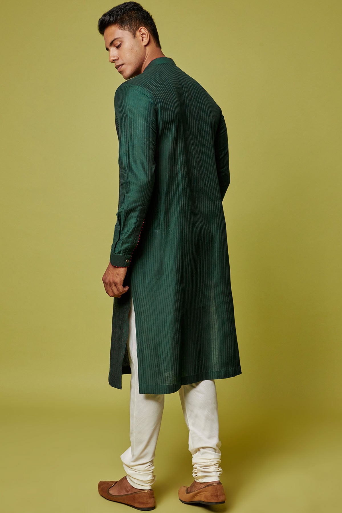 Bottle Green Pintuck Kurta Set