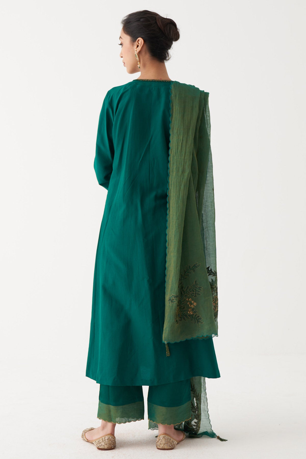 Bottle Green Zardozi Kurta Set