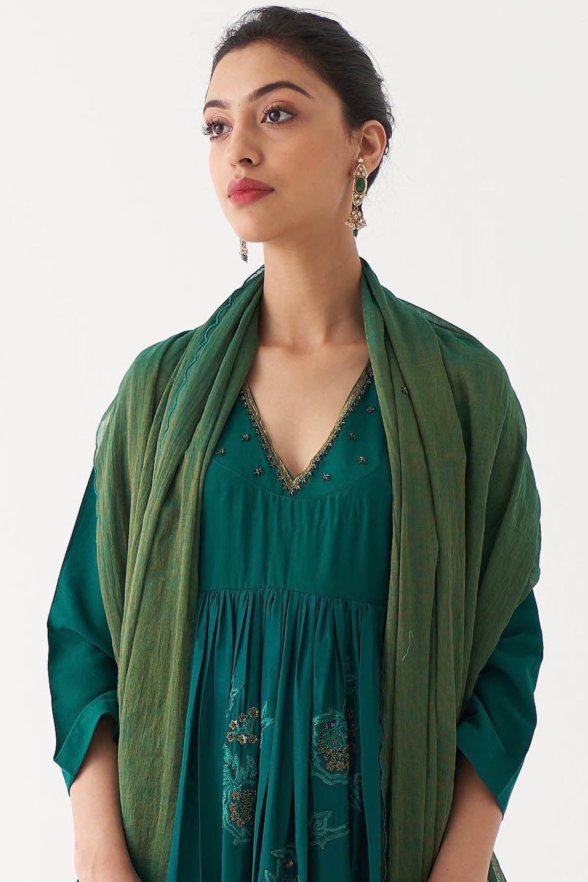 Bottle Green Zardozi Kurta Set