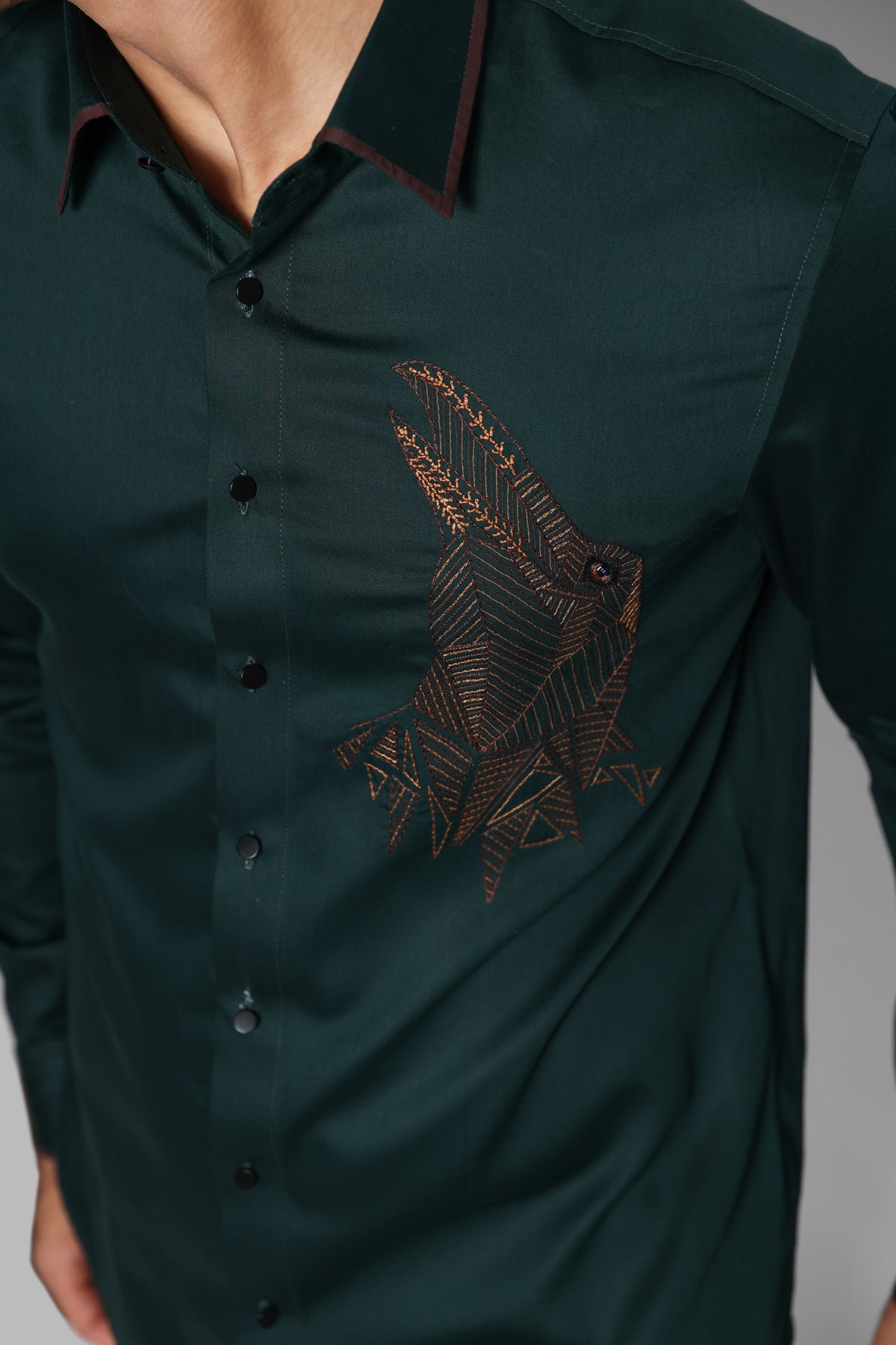 Bottle Green Cotton Eagle Shirt