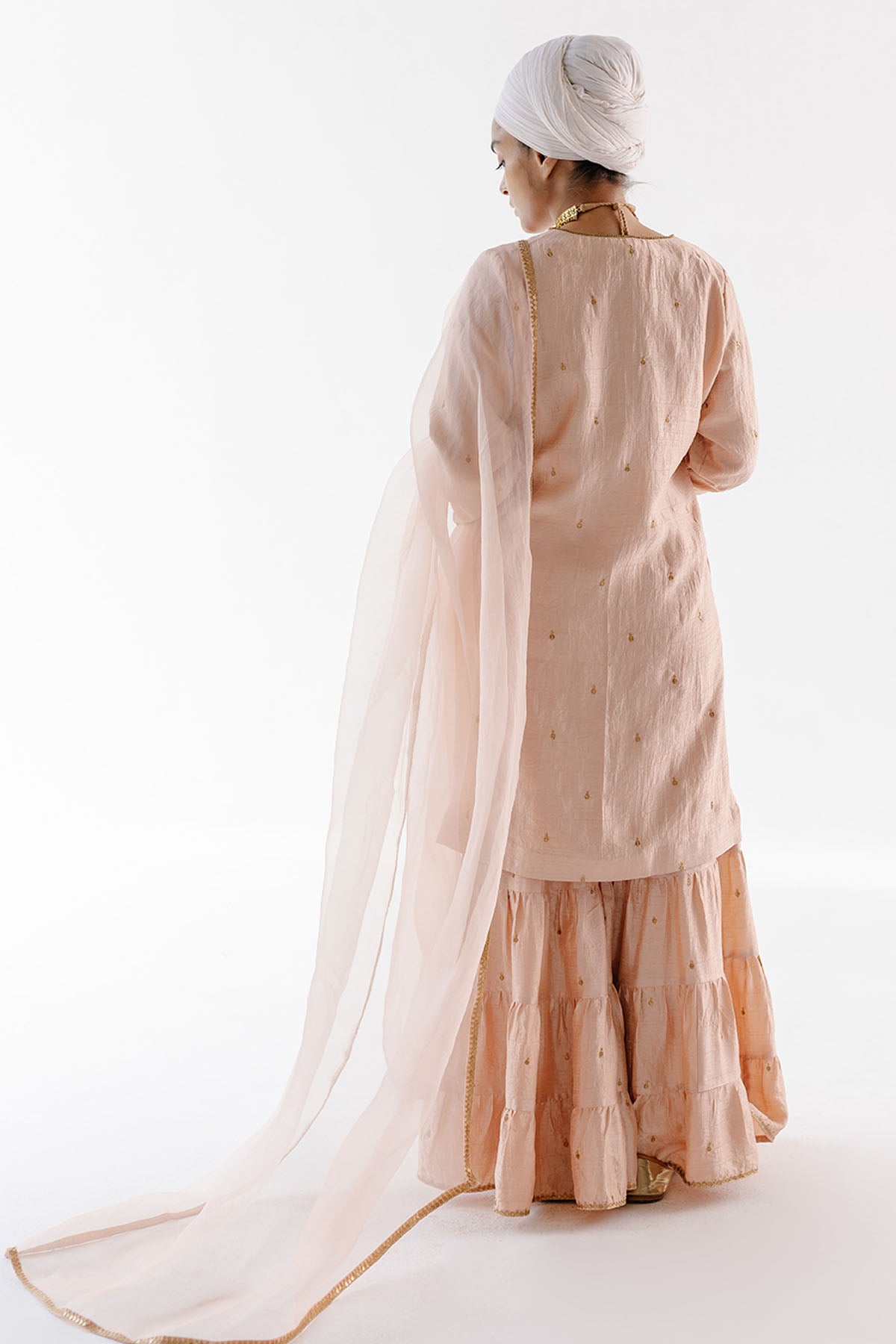 Beige Raw Silk Sequins Kurta Set