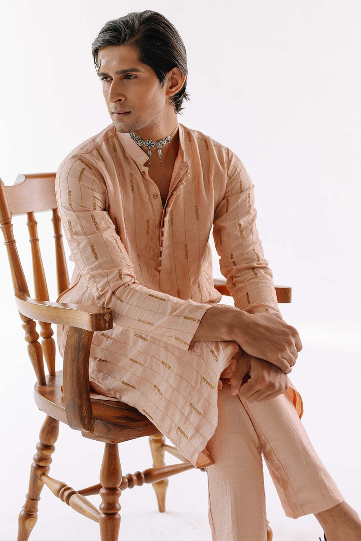 Brass Pearls & Sequins Kurta Set