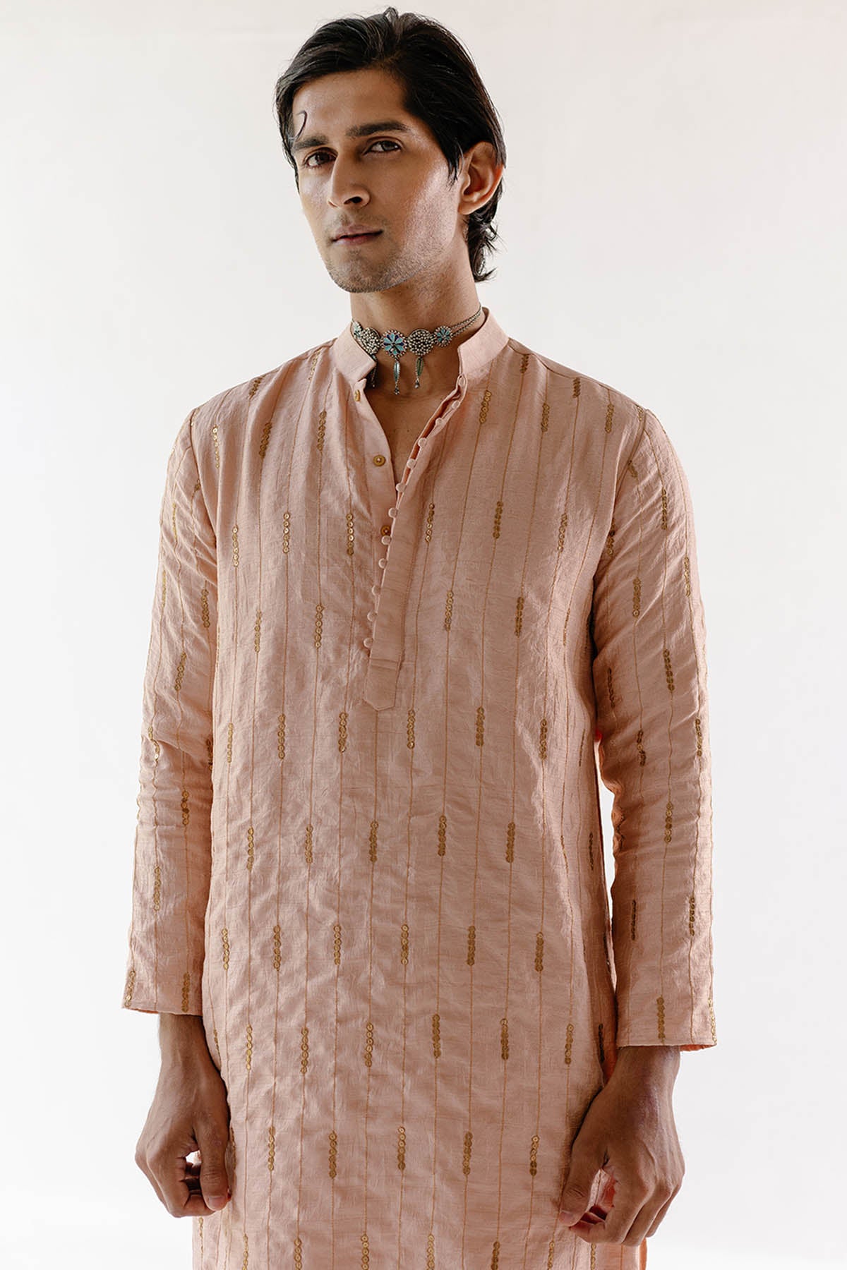 Brass Pearls & Sequins Kurta Set
