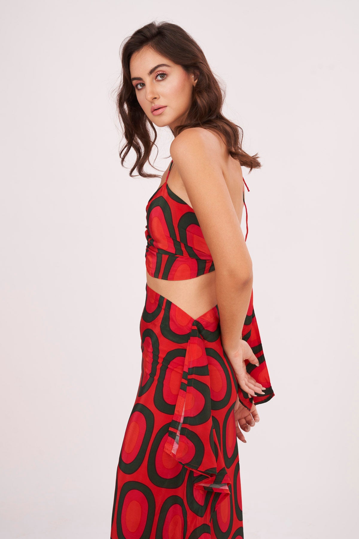 Brick Red Top & Skirt Set