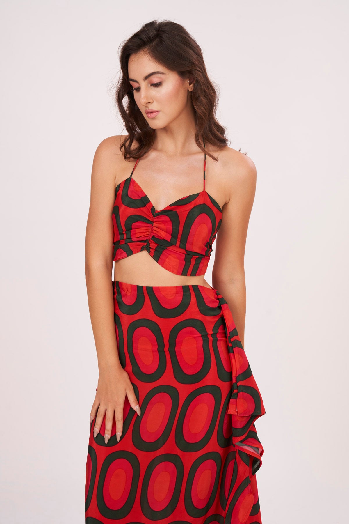 Brick Red Top & Skirt Set