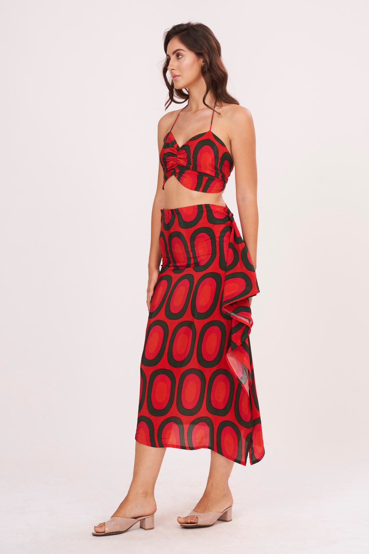 Brick Red Top & Skirt Set