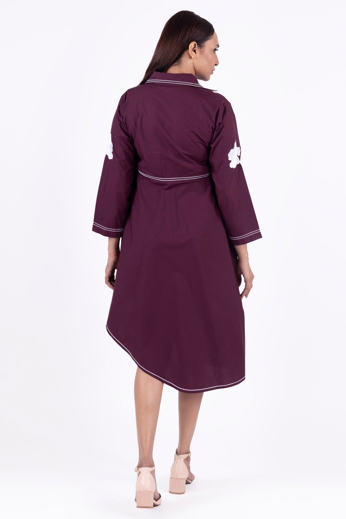 Brick Red Embroidered Dress