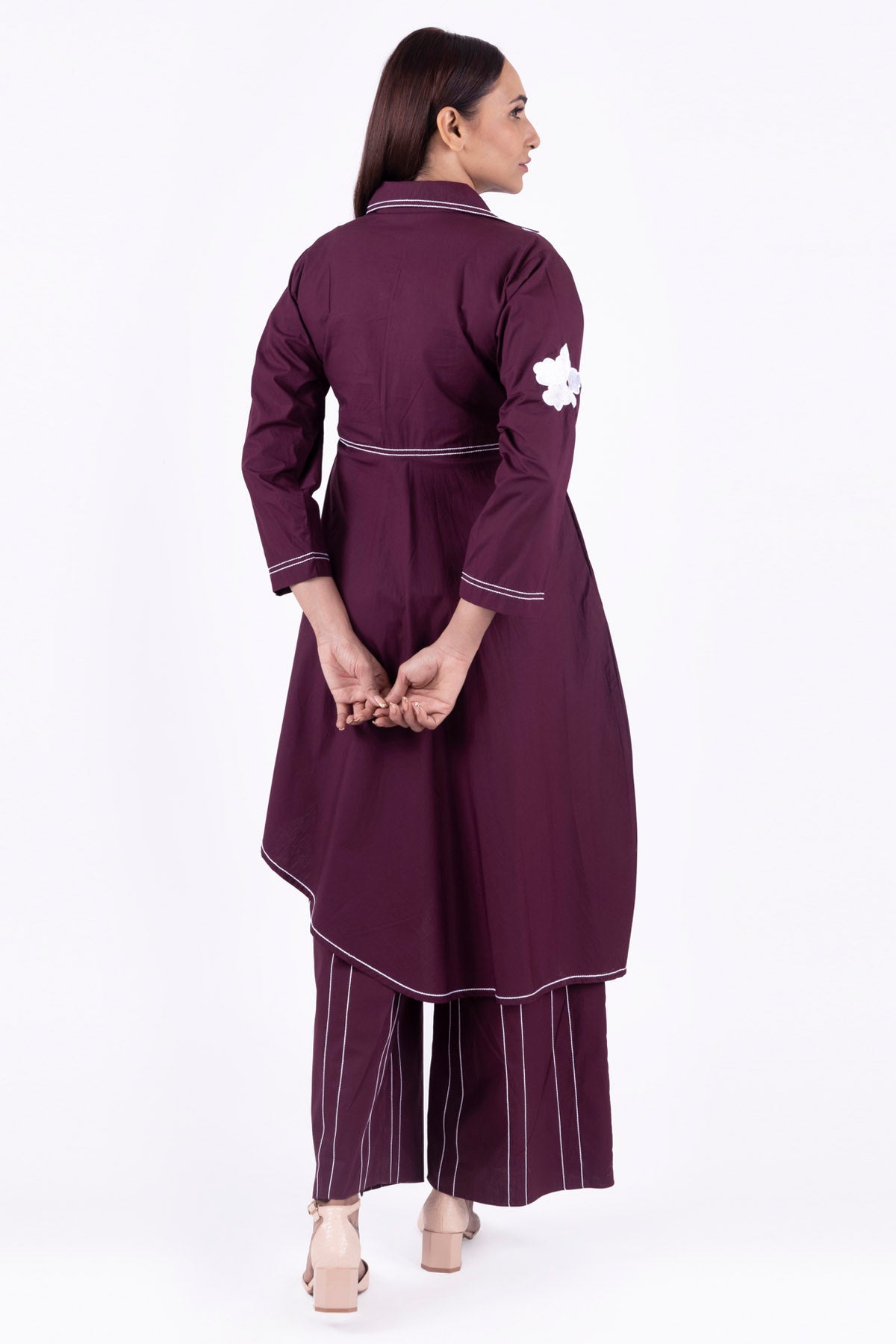 Brick Red Embroidered Kurta Set