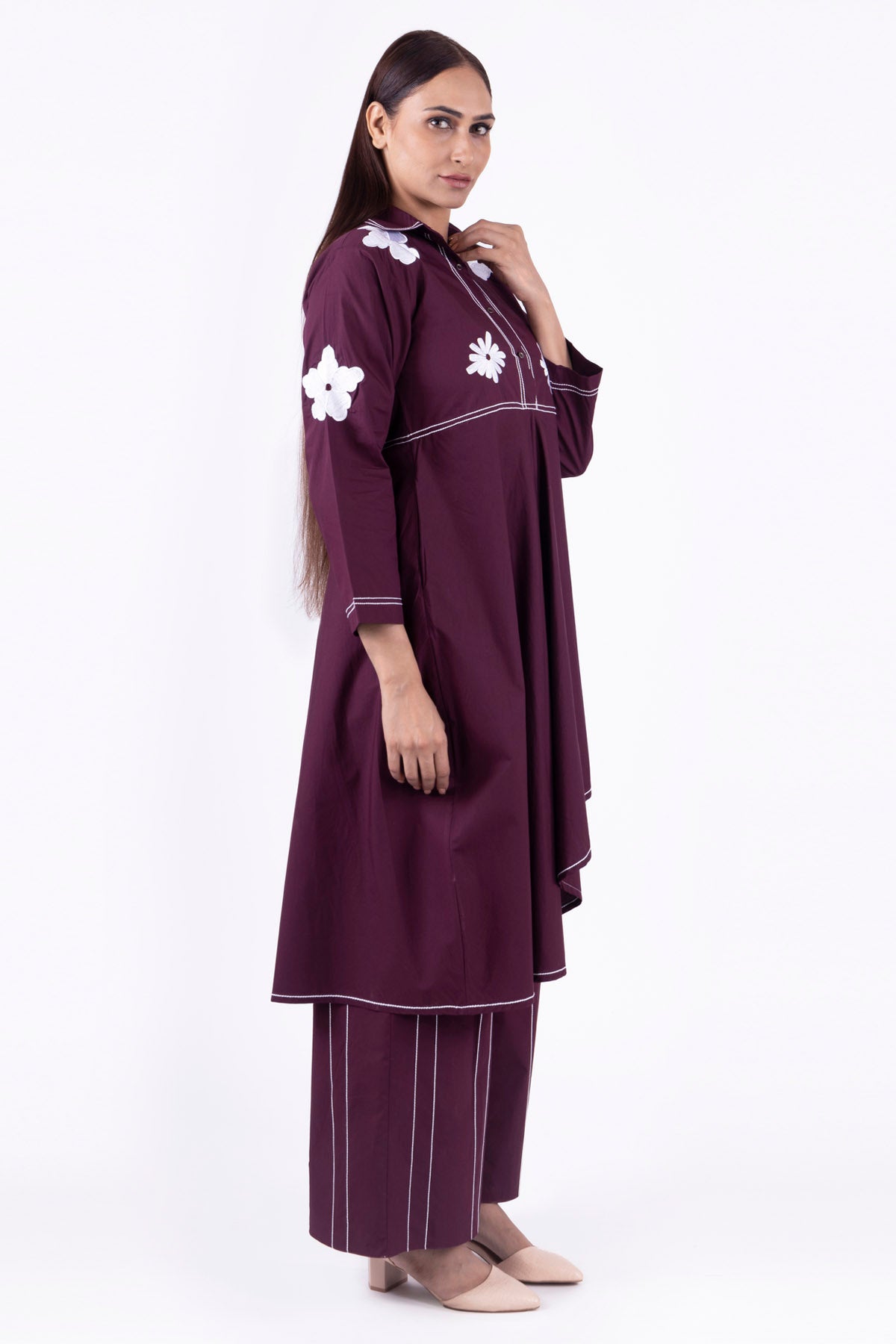 Brick Red Embroidered Kurta Set