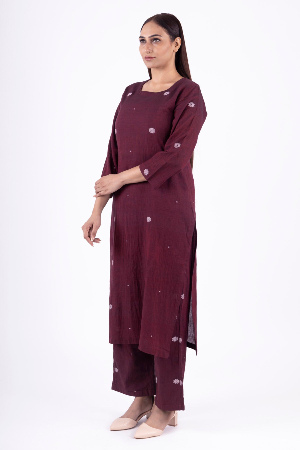 Brick Red Handwoven Kurta Set