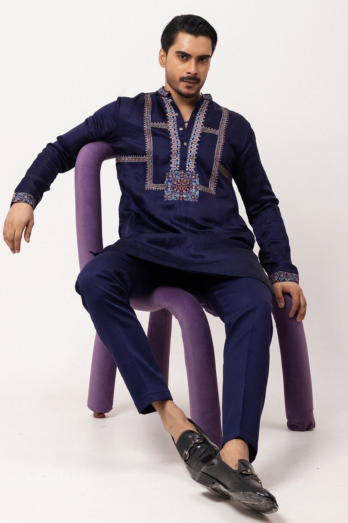 Bright Purple Embroidery Kurta