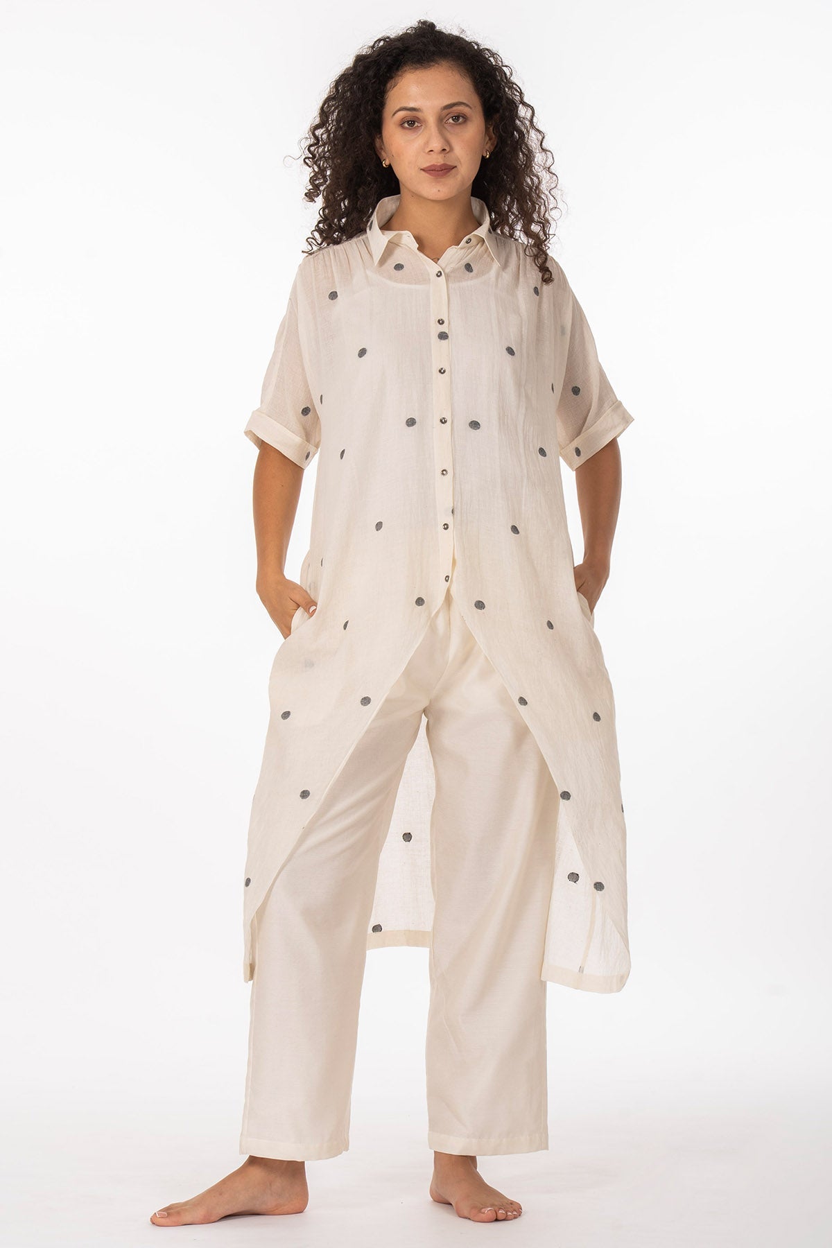Buy Bright White Polka Kurta & Pant for women by Khat Clothing online available at scrollnshops
