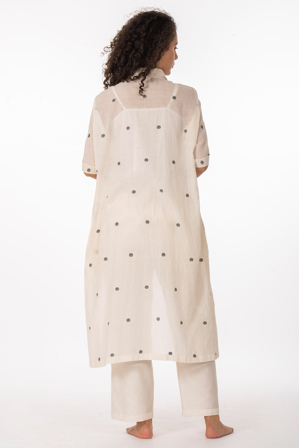 Bright White Polka Kurta & Pant
