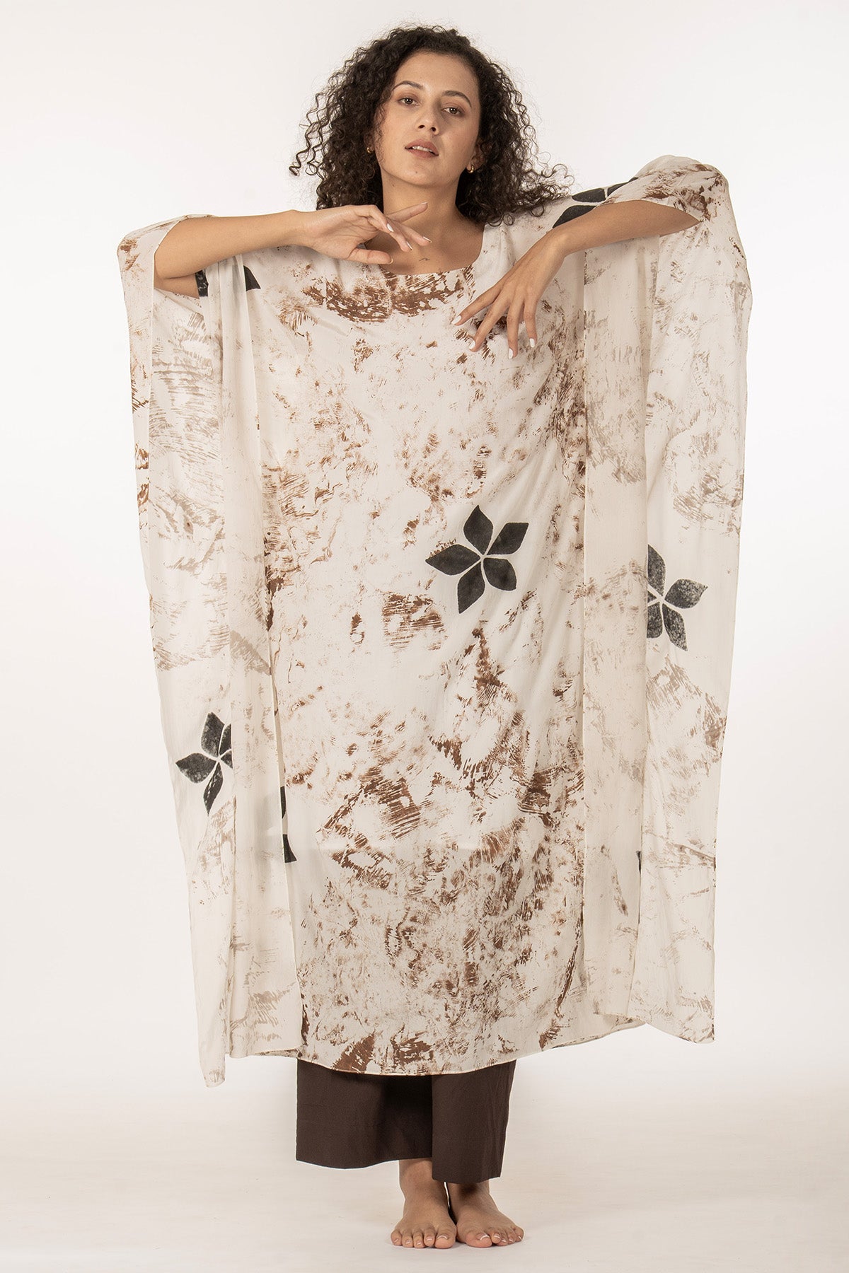 Bright White Printed Kaftan Set