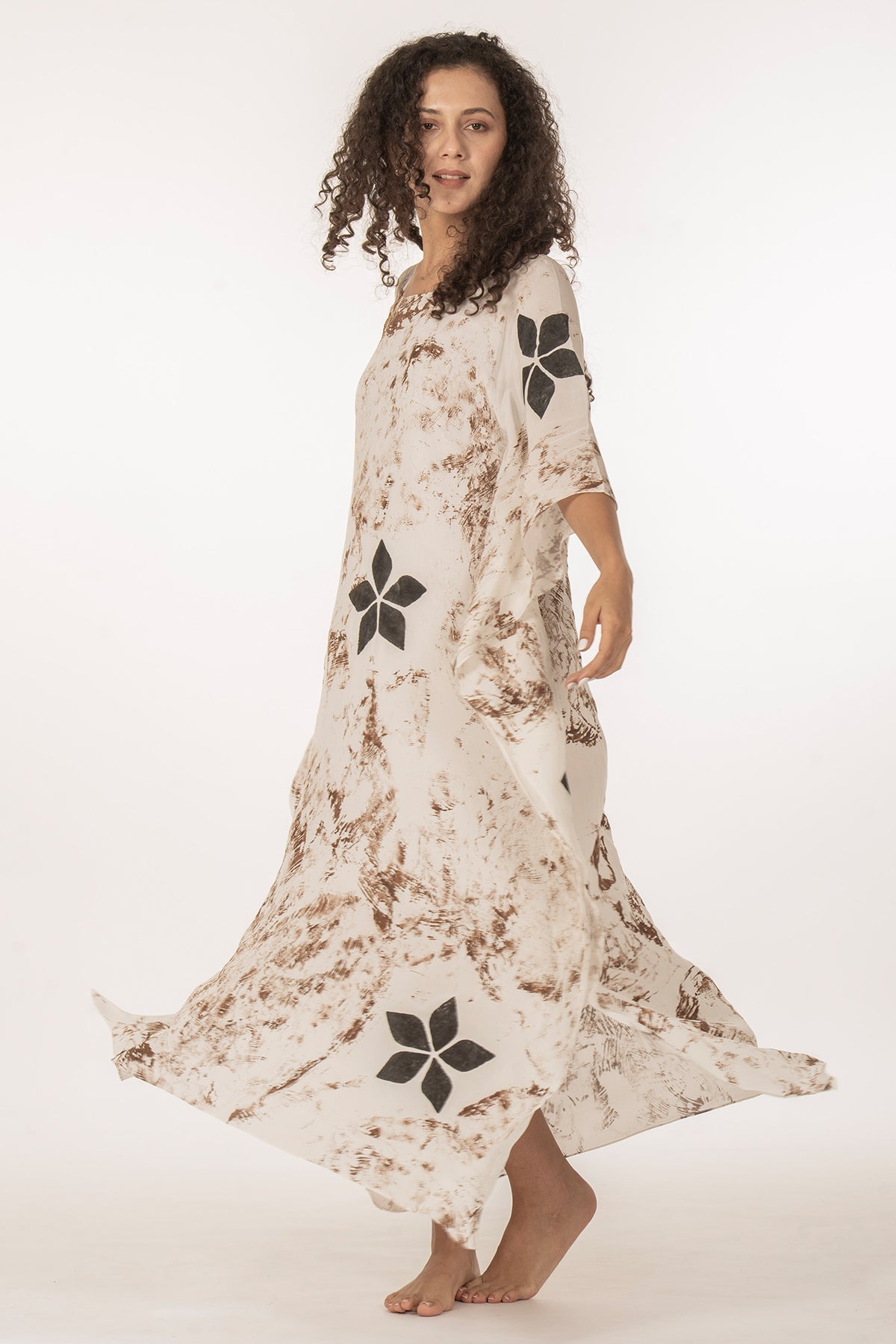 Buy Bright White Printed Maxi Dress for women by Khat Clothing online available at scrollnshops