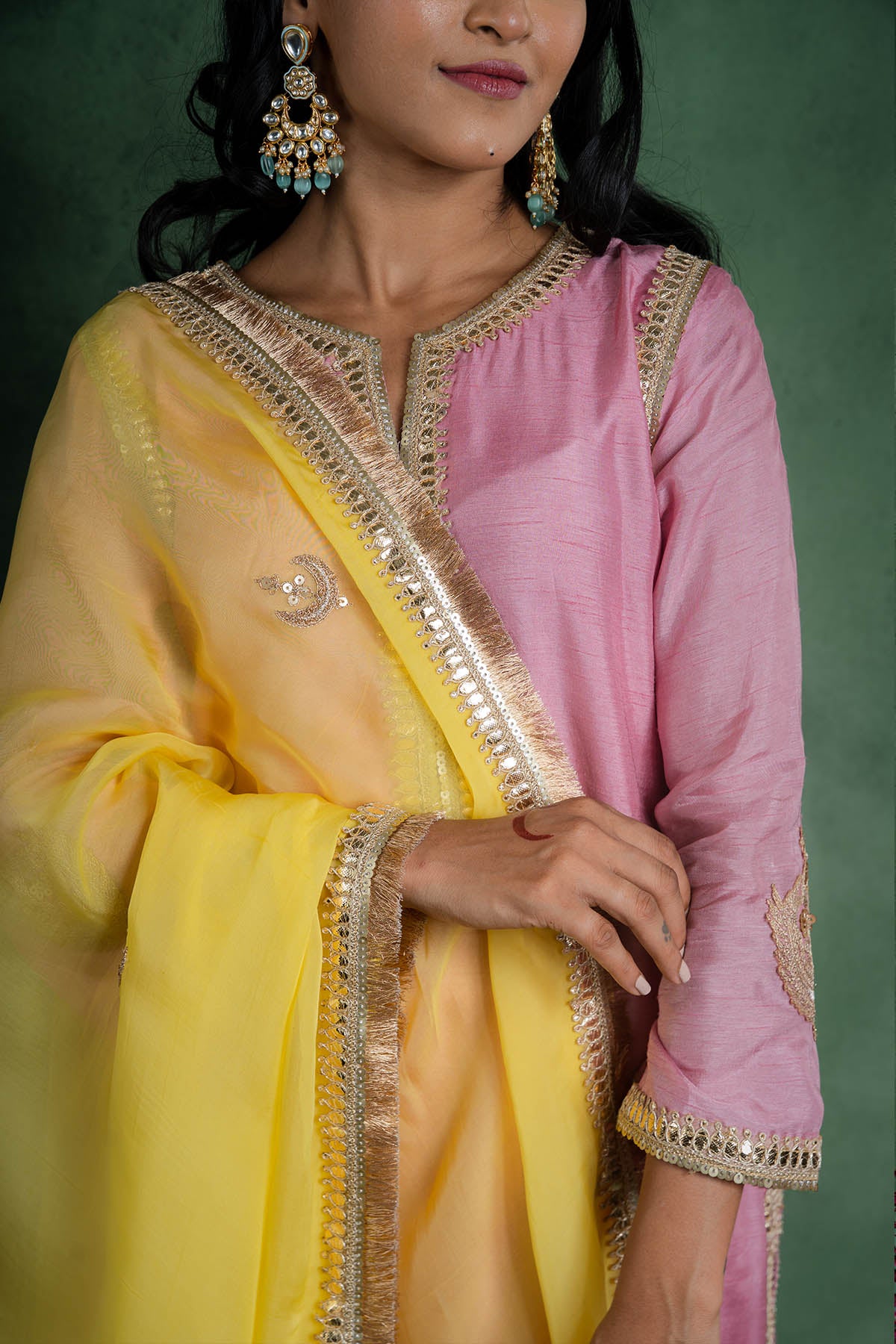 Bright Yellow Lacework Dupatta