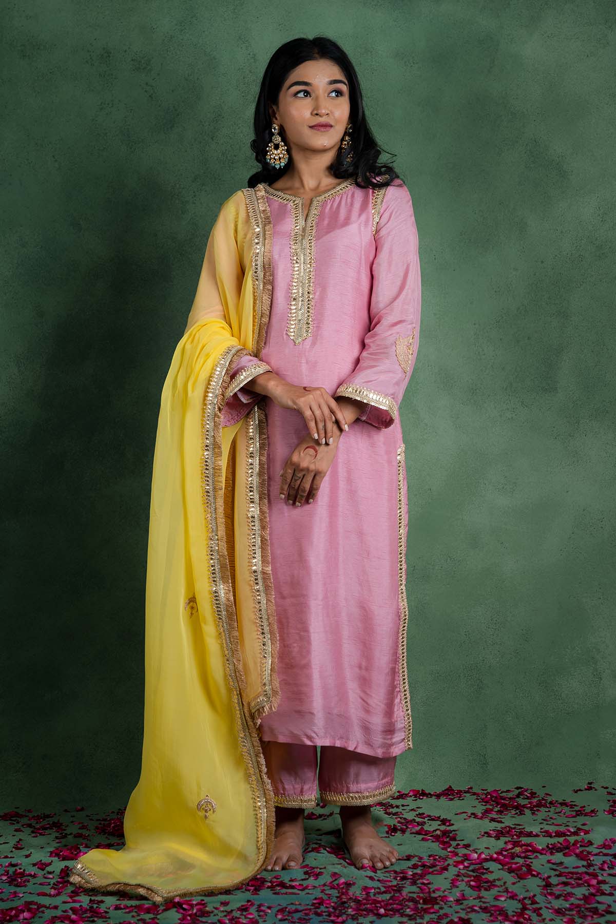 Bright Yellow Lacework Dupatta