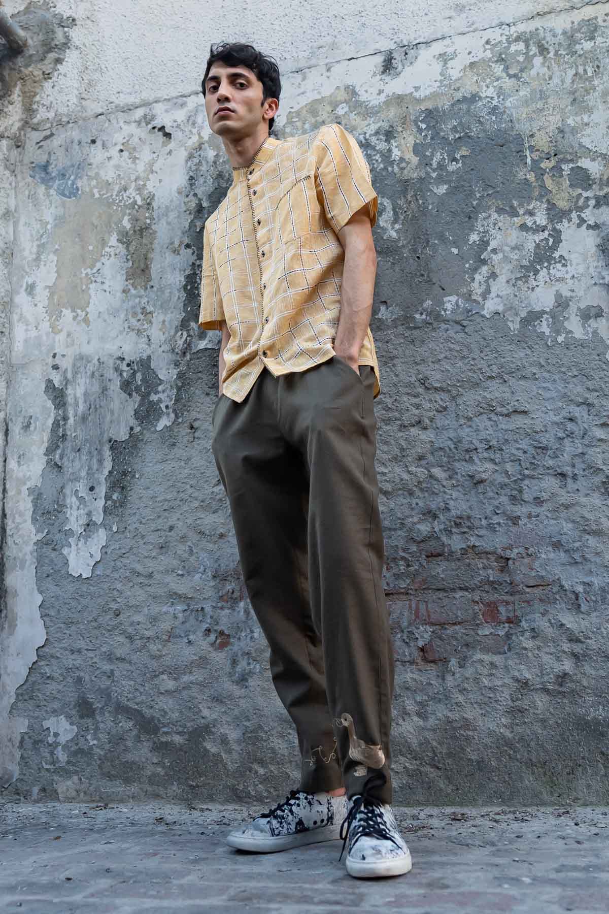 Broken Squares Linen Shirt