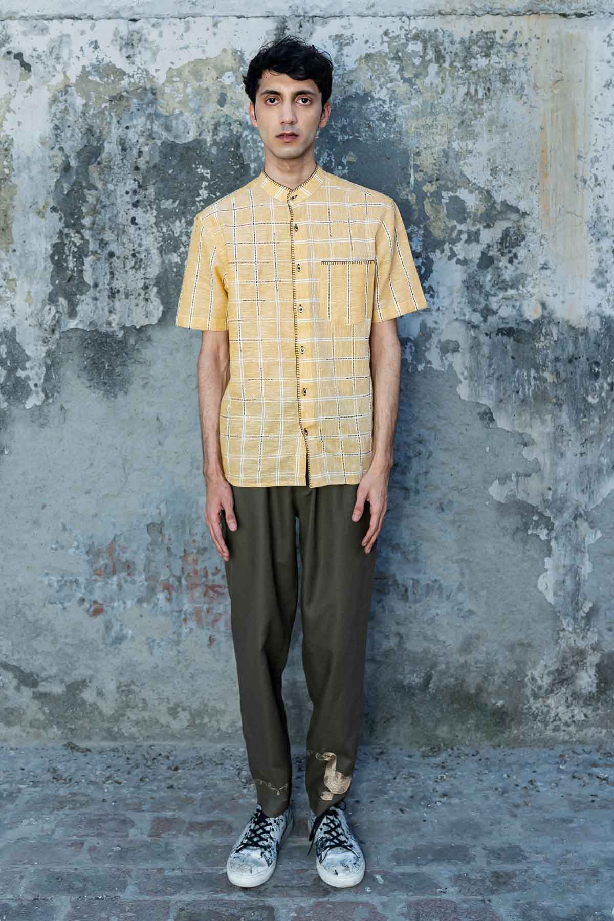 Broken Squares Linen Shirt