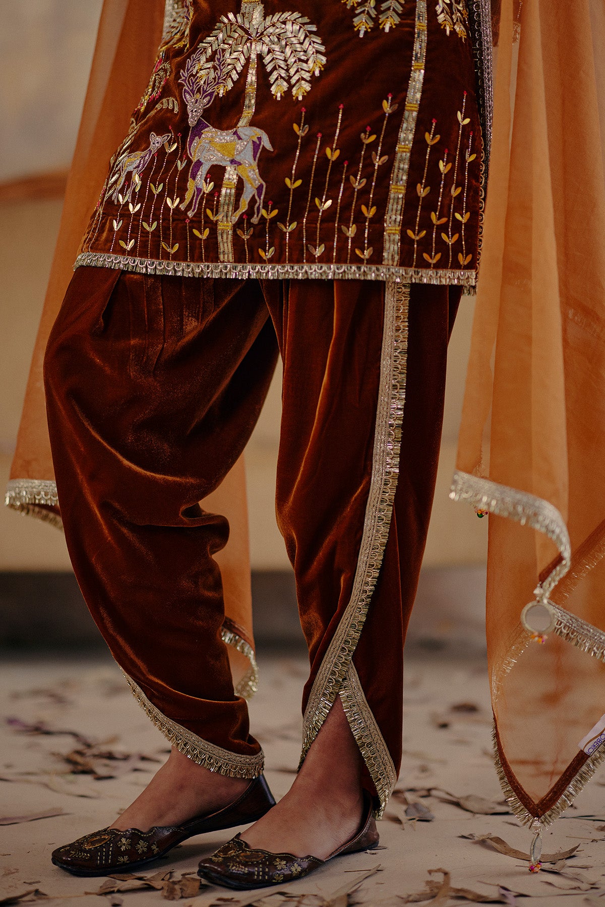 Bronze Embroidered Kurta Set