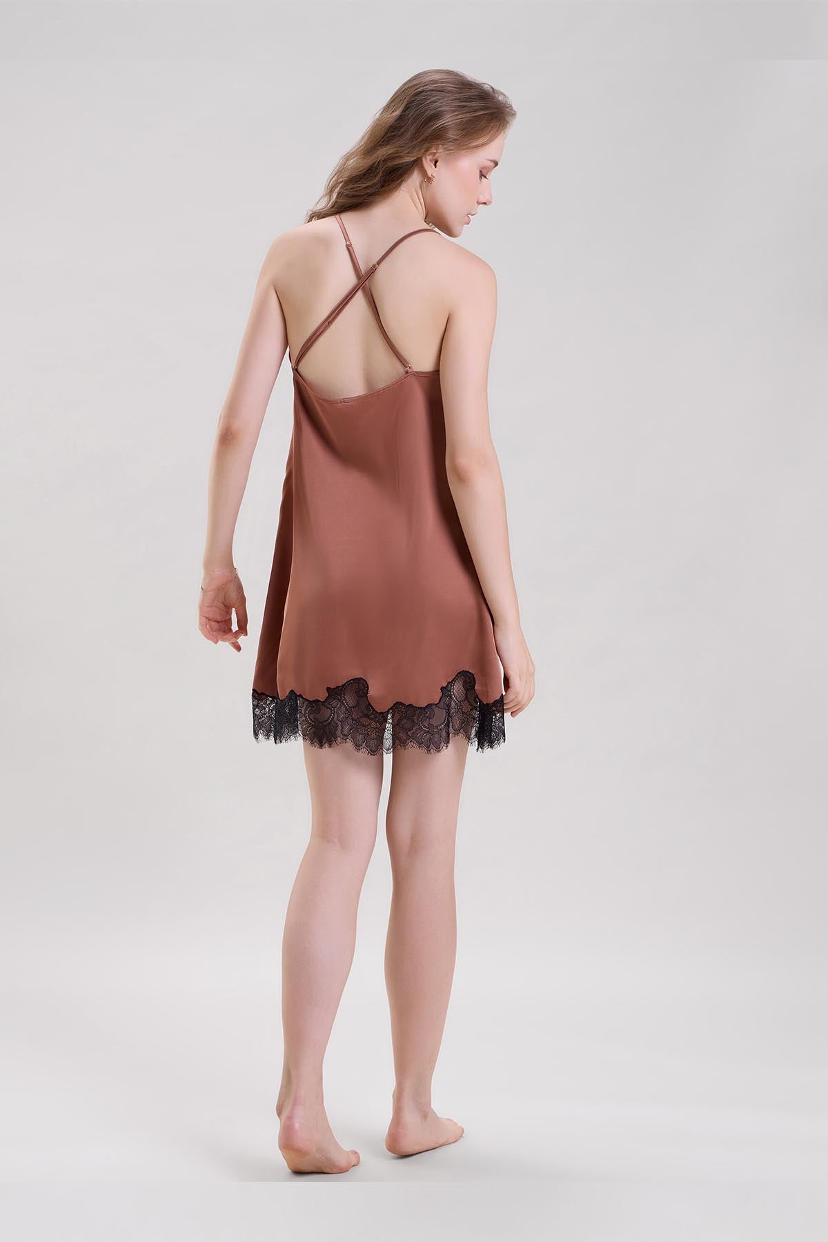 Bronze Lace V-Neck Babydoll