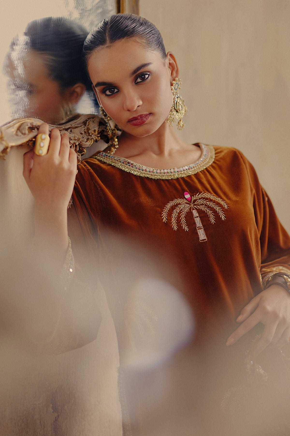 Bronze Palm Tree Kurta & Pants