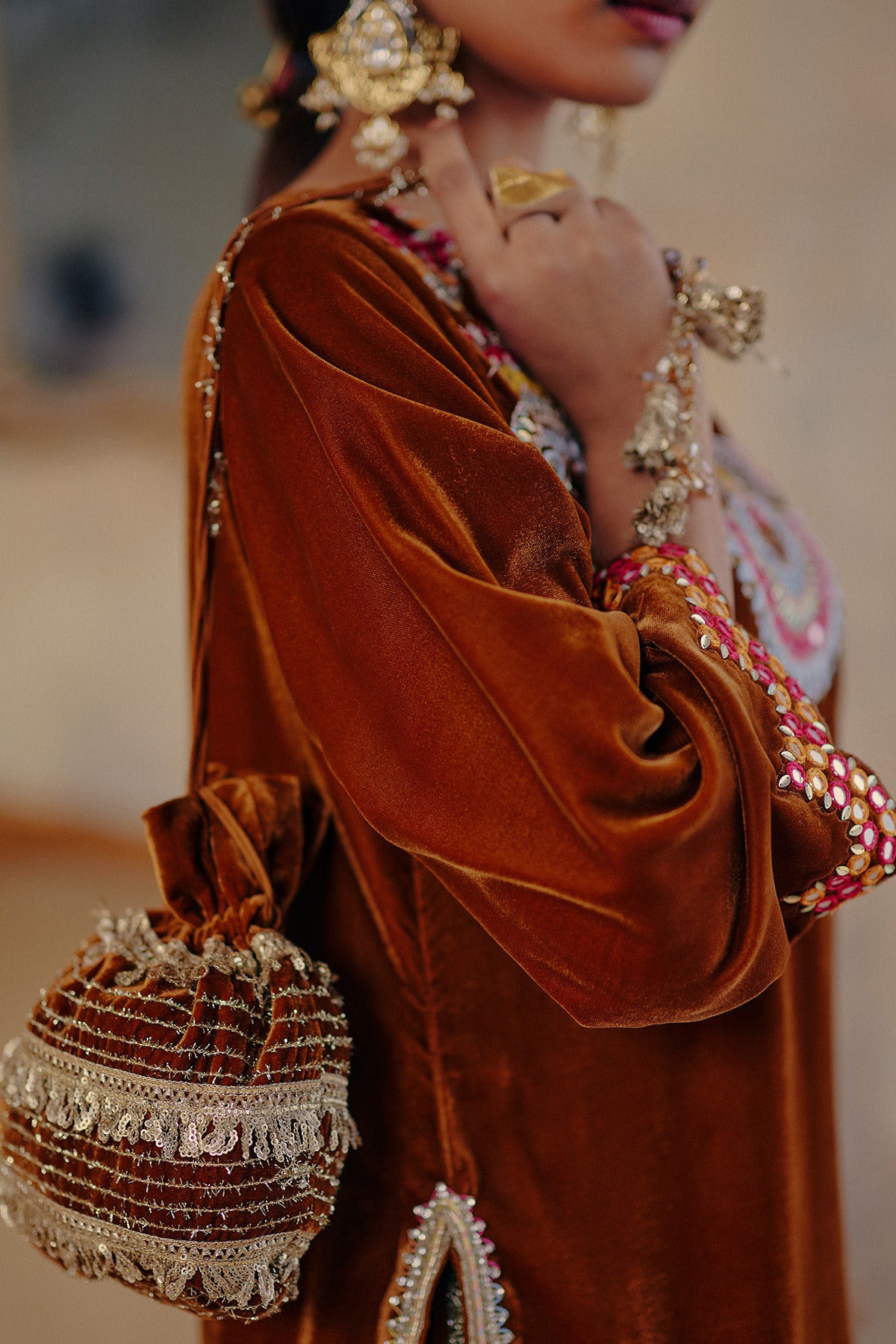 Bronze Rani Thread Kurta Set