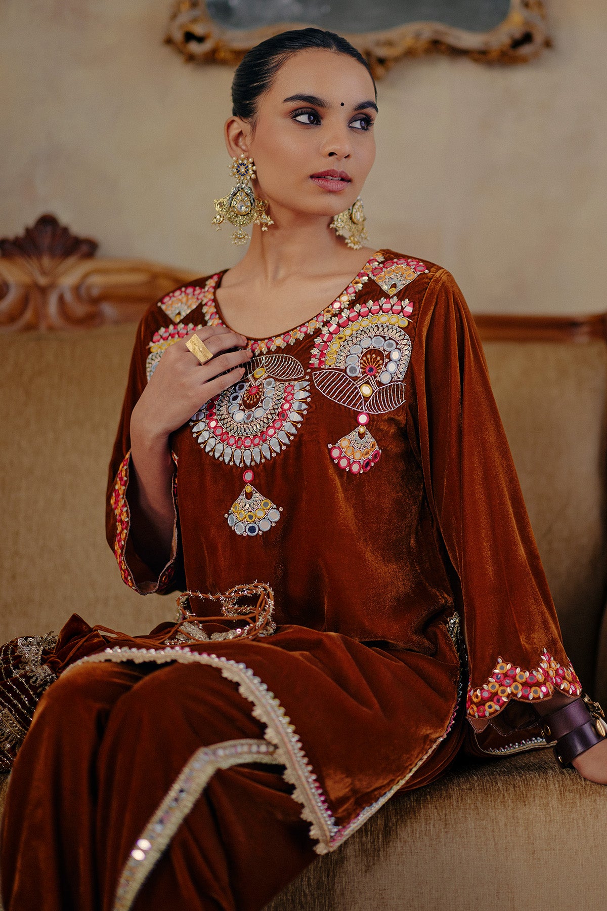 Bronze Rani Thread Kurta Set