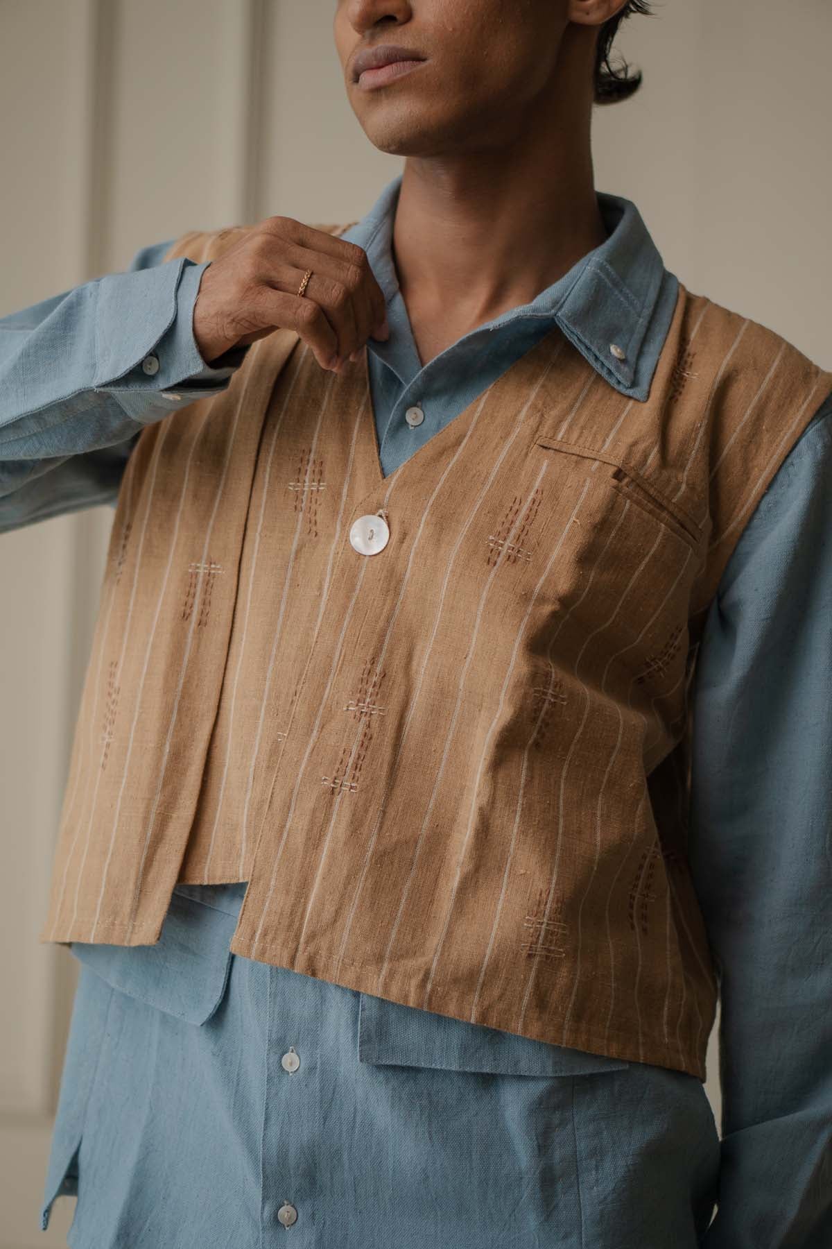Brown Asymmetric Waistcoat