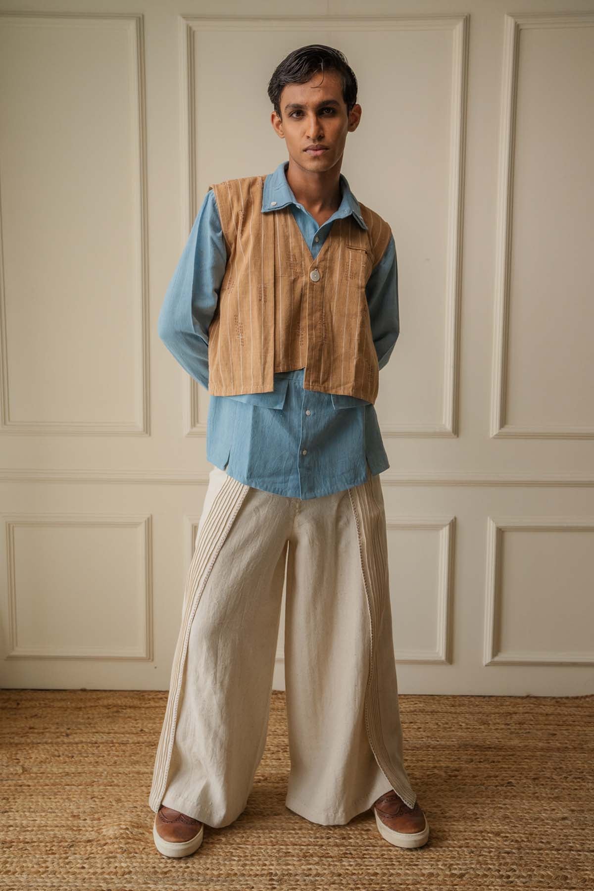 Brown Asymmetric Waistcoat