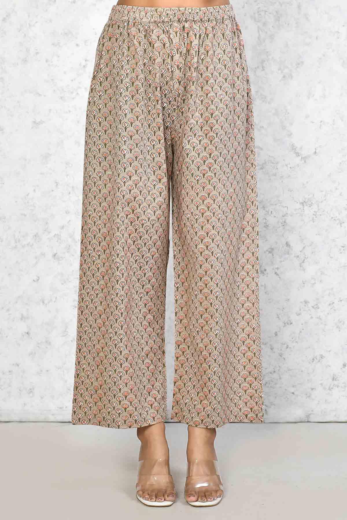 Brown Blossom Print Kurta Set