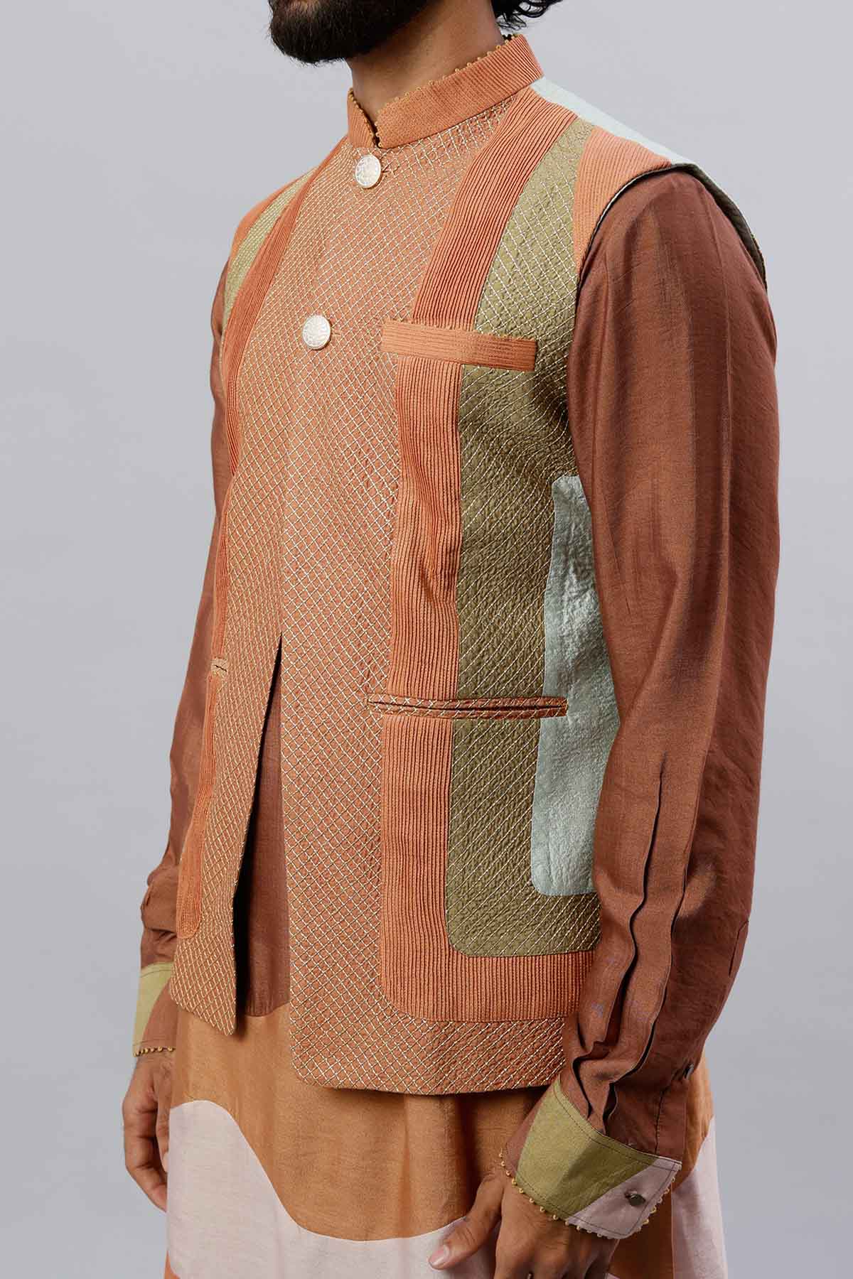 Brown Cotton Silk Kurta Set
