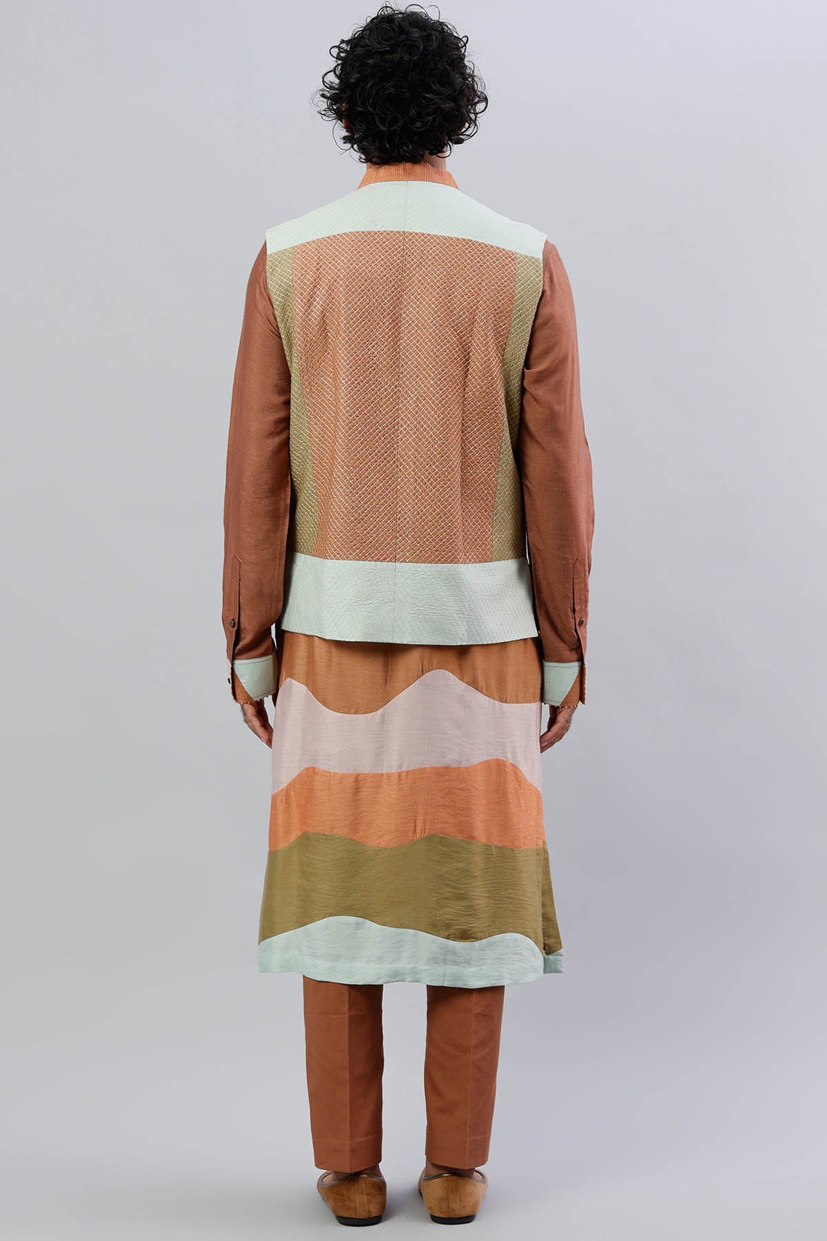 Brown Cotton Silk Kurta Set