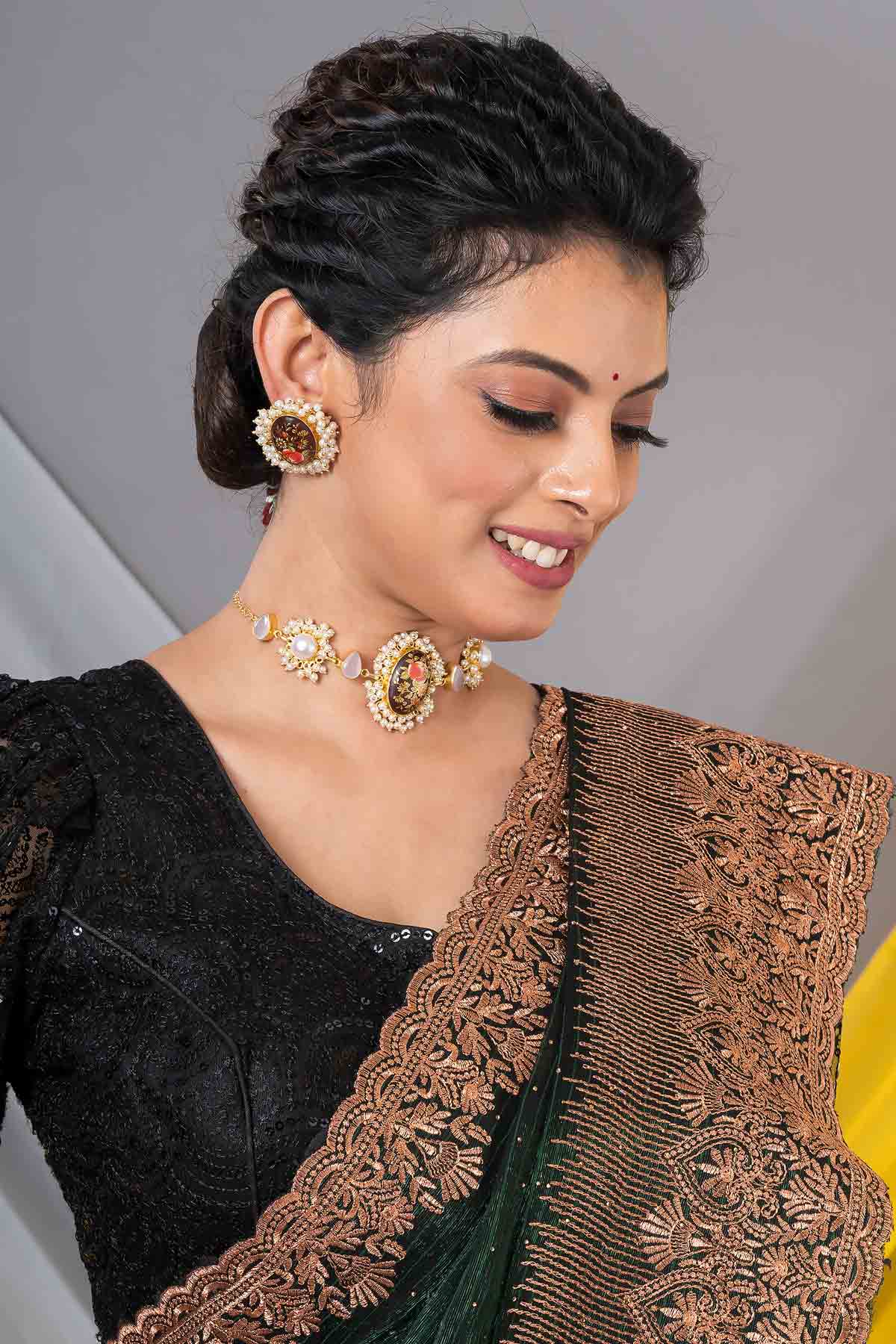 Brown Gold Earrings & Necklace