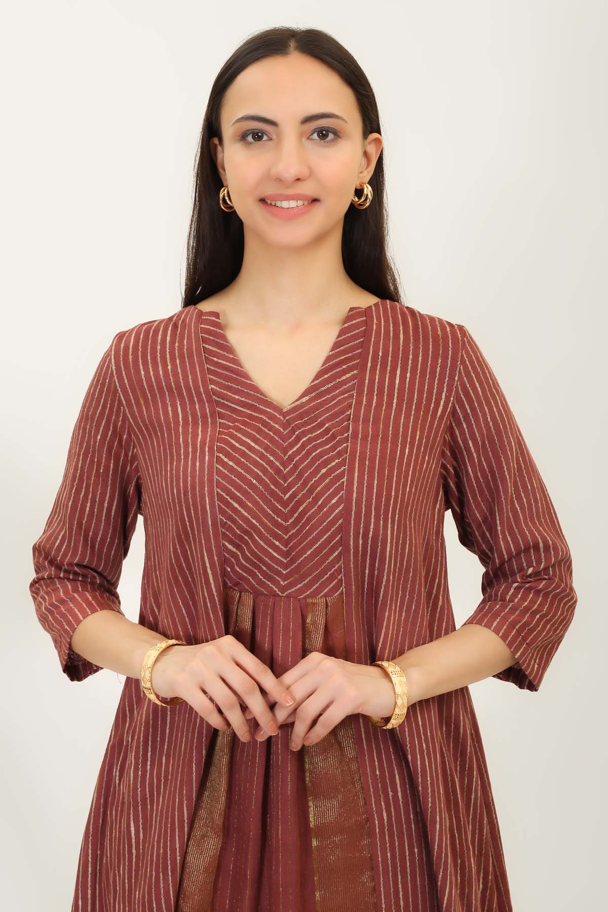 Brown Handwoven Silk Kurta Set