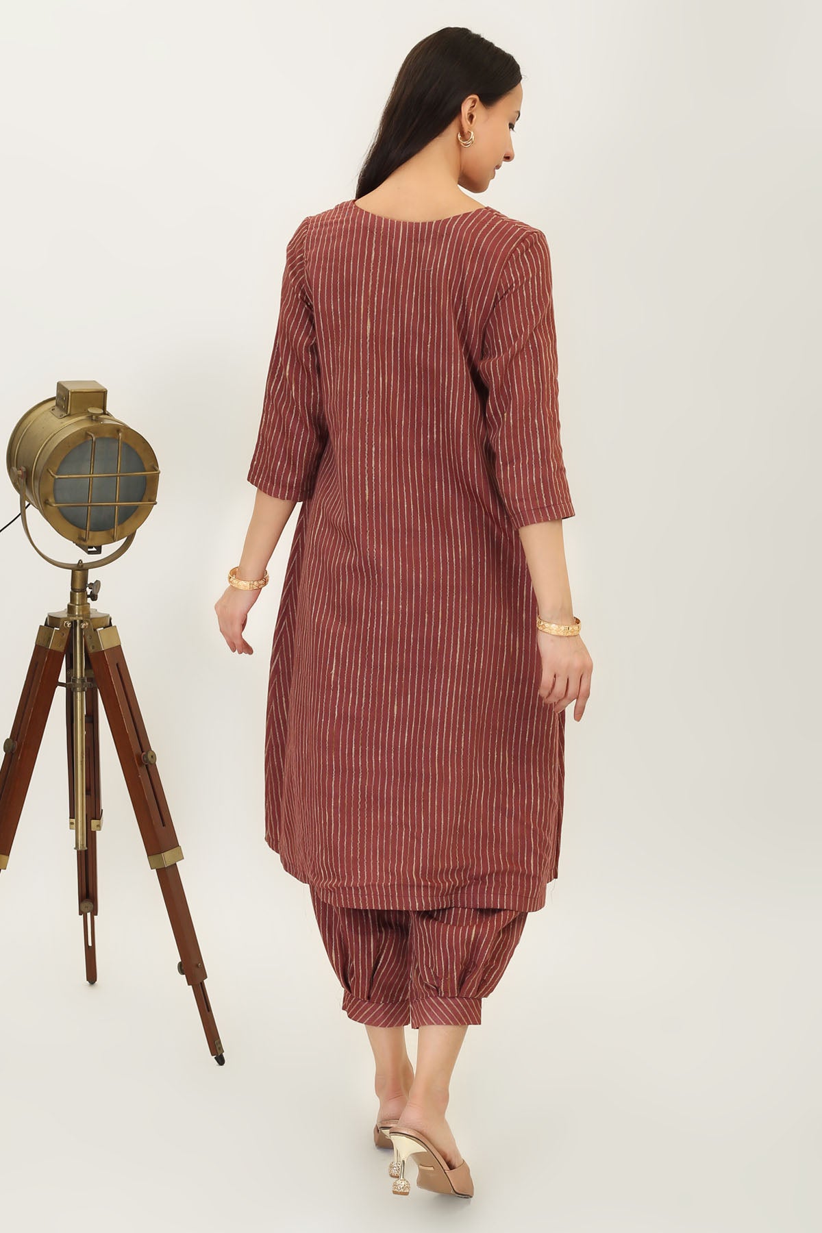 Brown Handwoven Silk Kurta Set