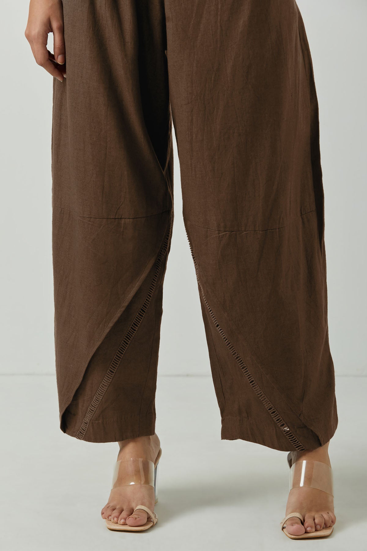 Brown Lace Detailed Pants