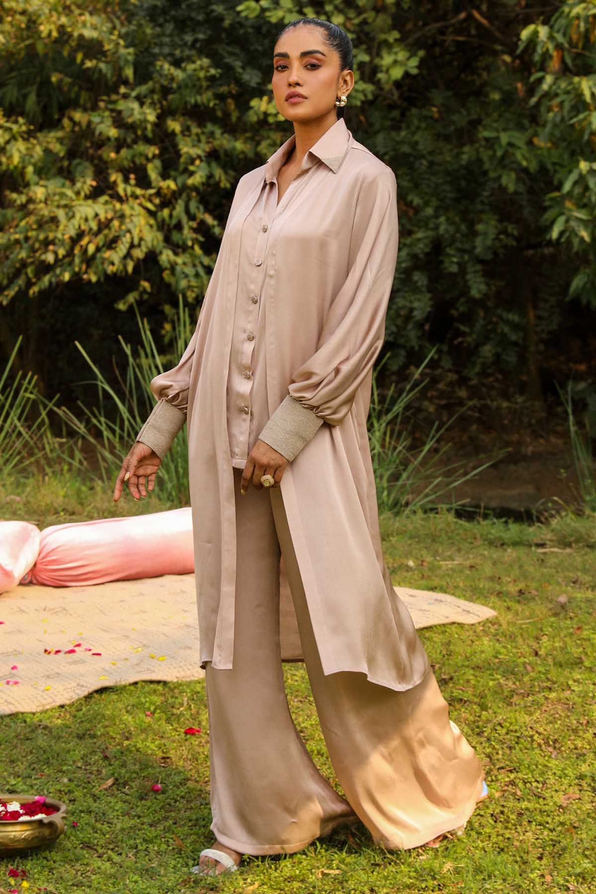 Brown Long Shrug Co-ord Set