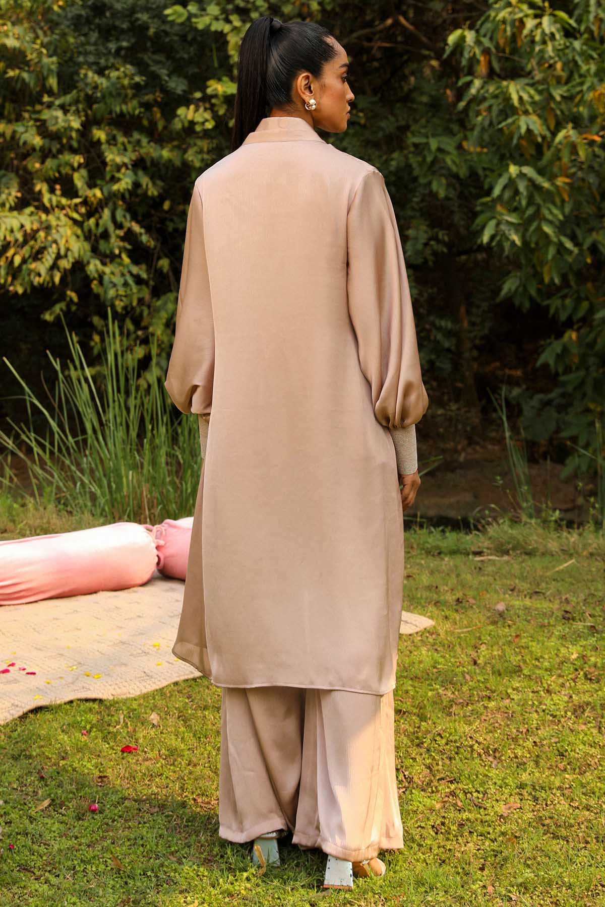 Brown Long Shrug Co-ord Set