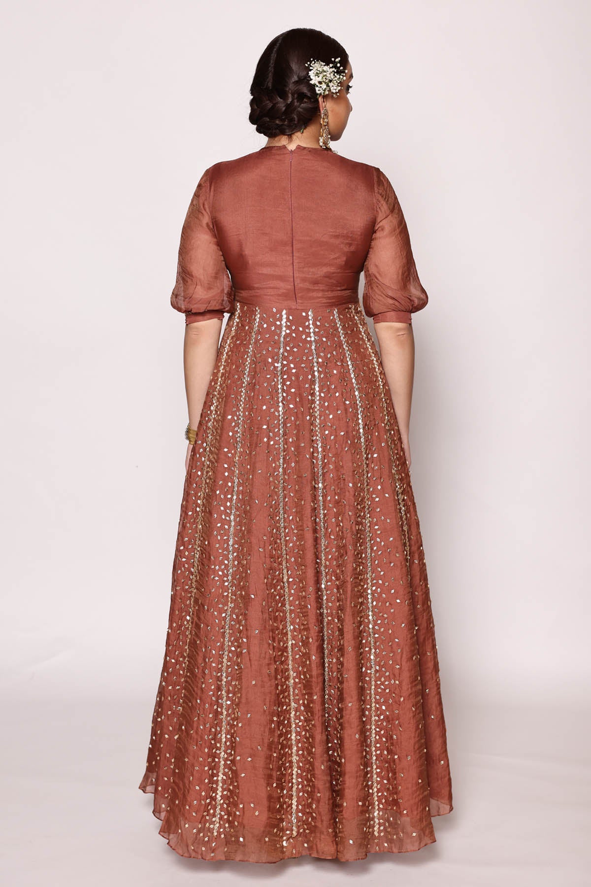 Brown Embroidered Dress