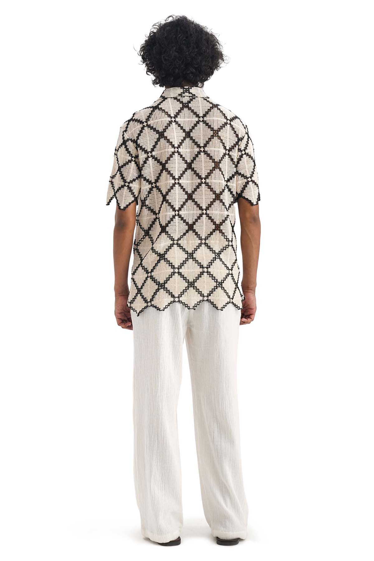 Brown 100% Cotton Crochet Shirt