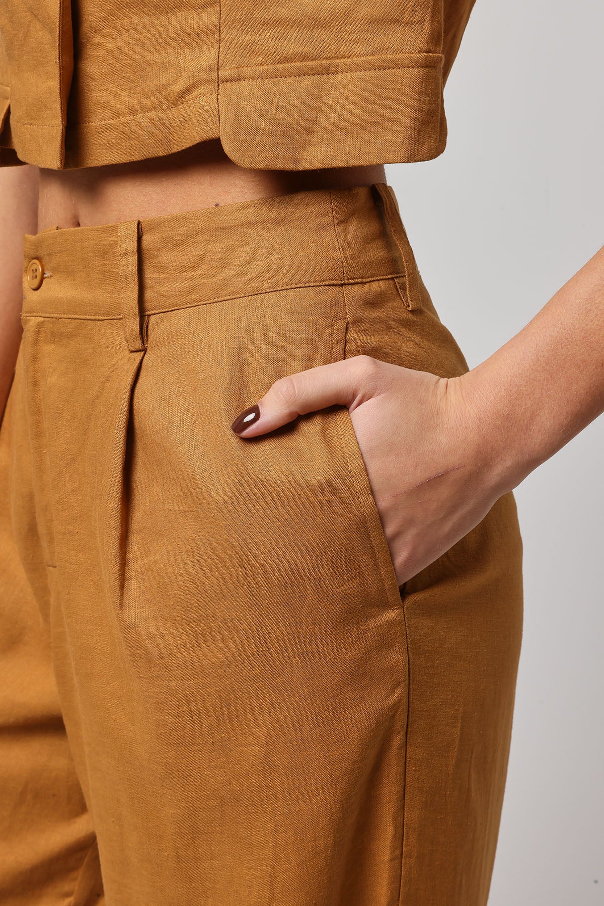 Brown 100% Linen Blend Pants