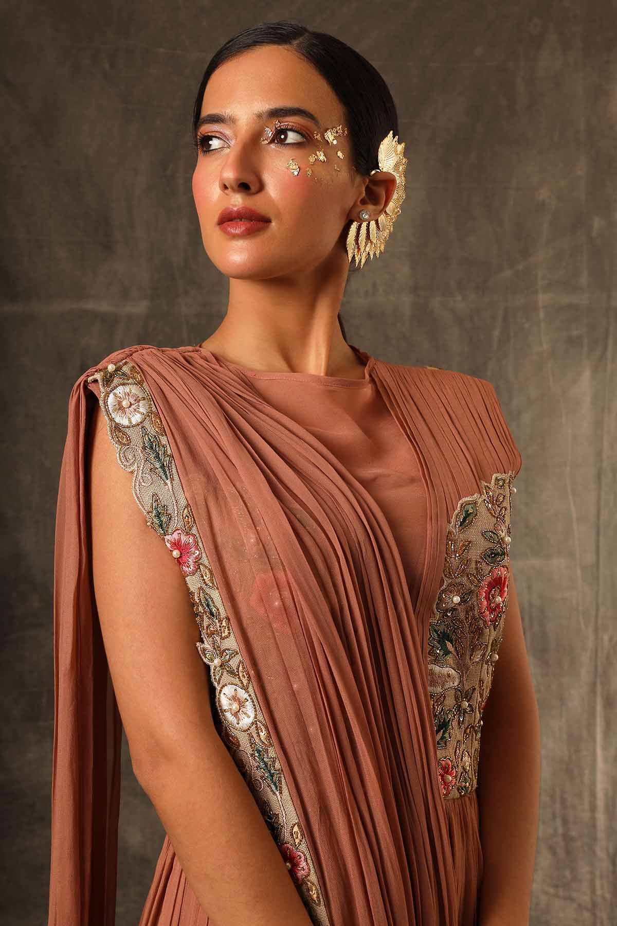 Brown Aari Patchwork Maxi Dress