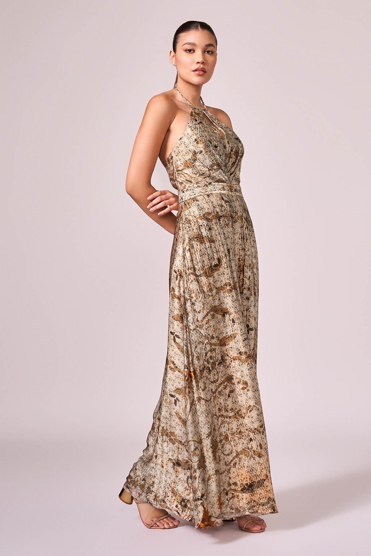 Brown Abstract Printed Jumpsuit