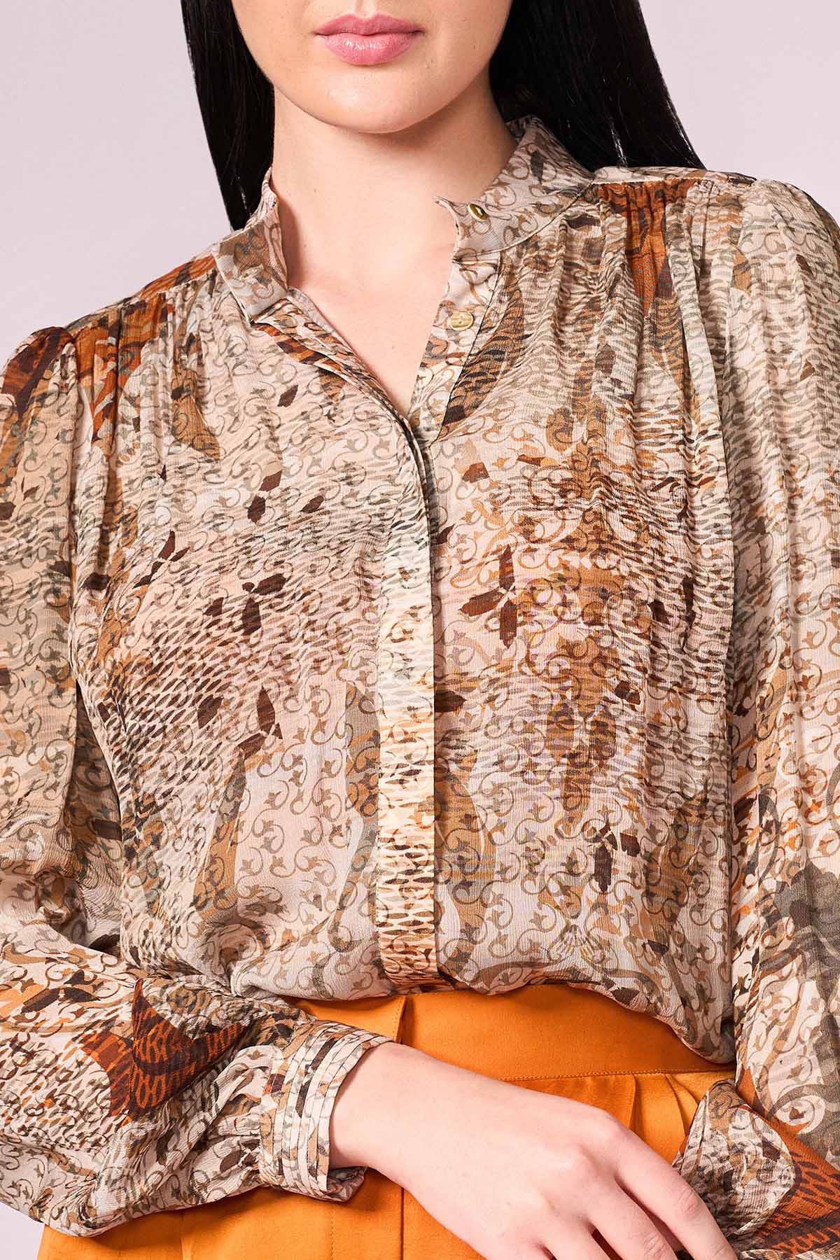 Brown Abstract Printed Shirt