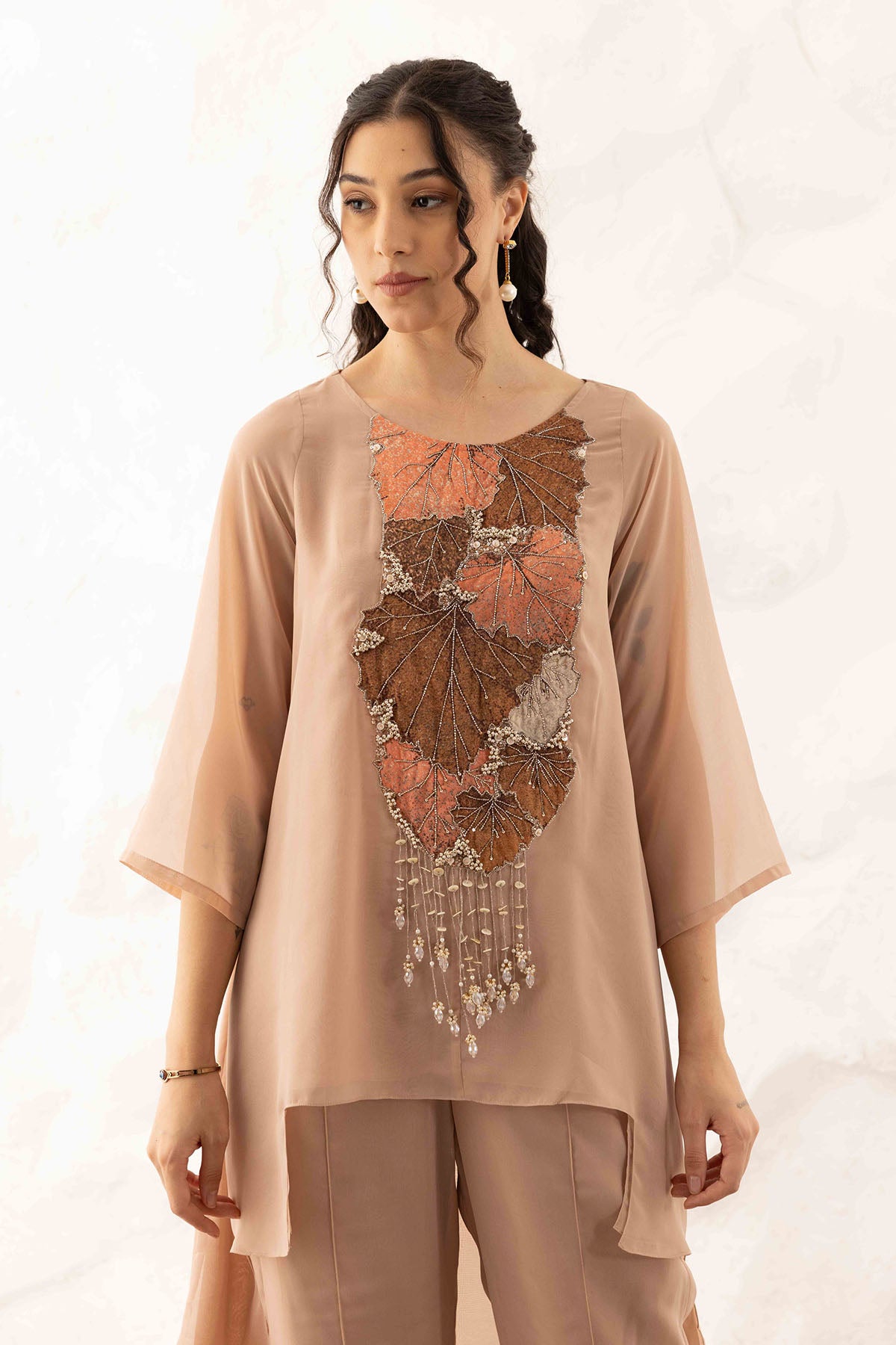 Brown Applique Work Co-ord Set