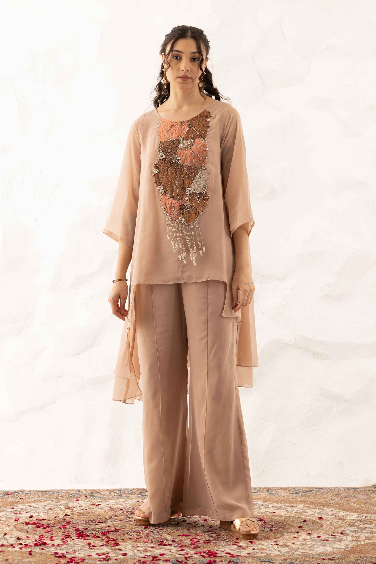 Brown Applique Work Co-ord Set