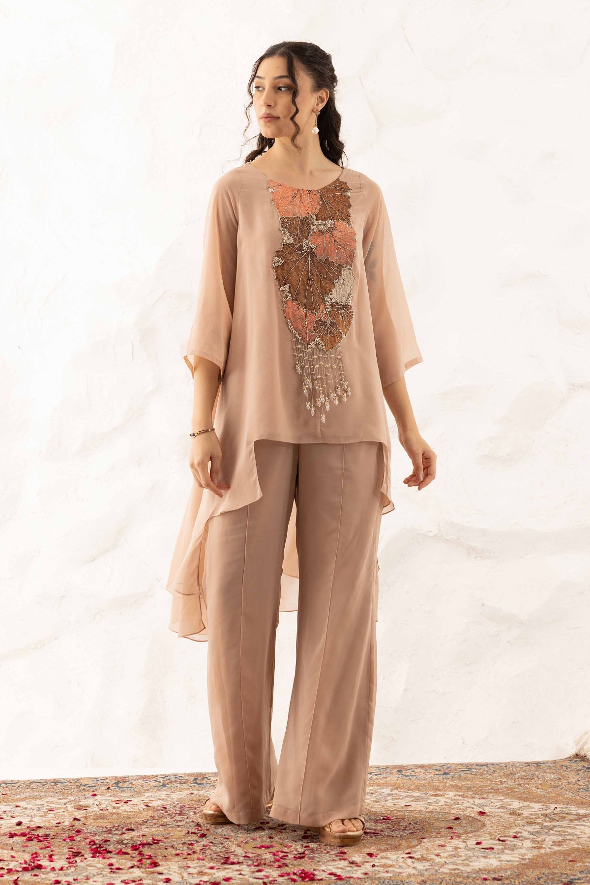 Brown Applique Work Co-ord Set