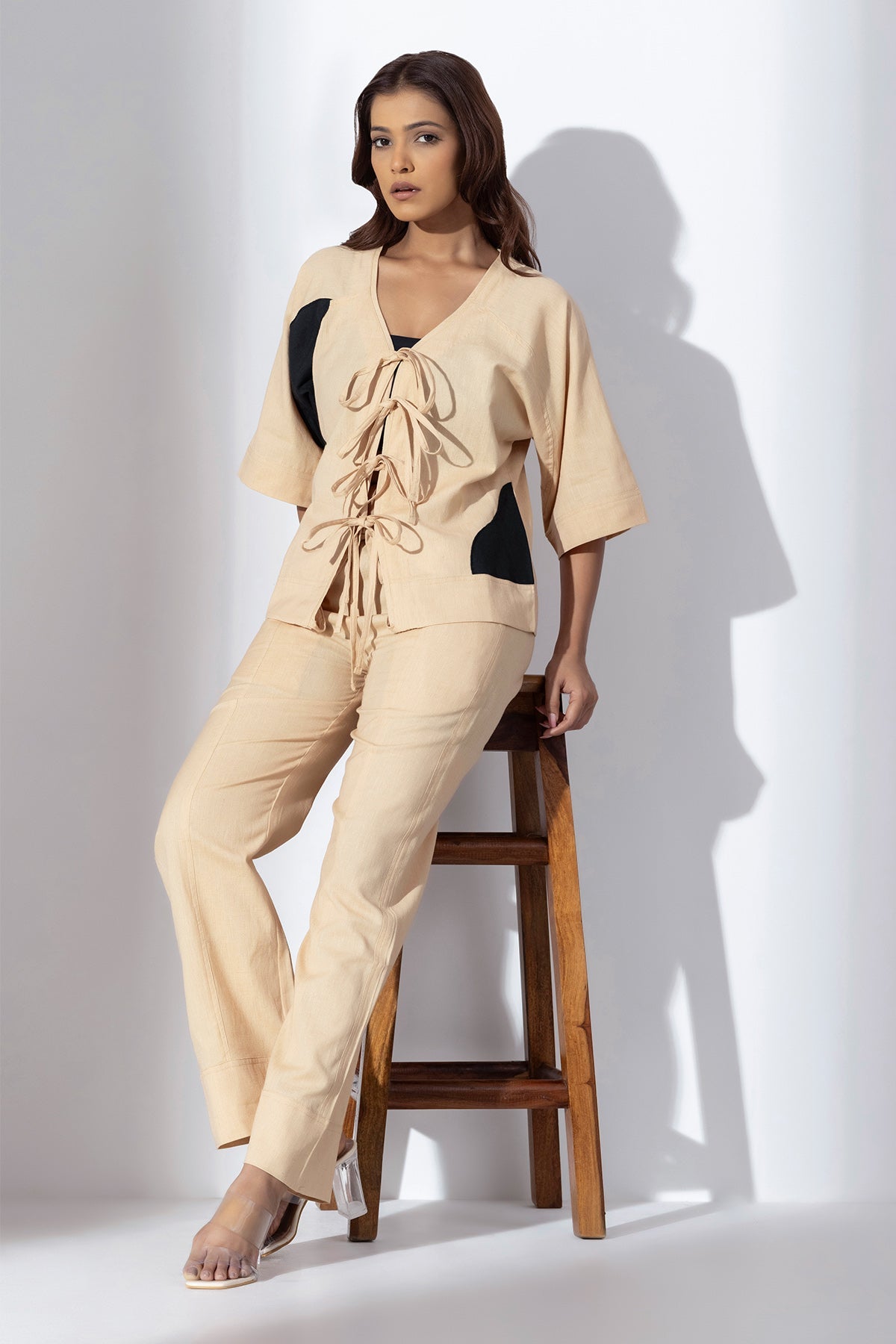 Buy Applique Work Brown Co-ord Set by Markkah Studio for Women online at ScrollnShops