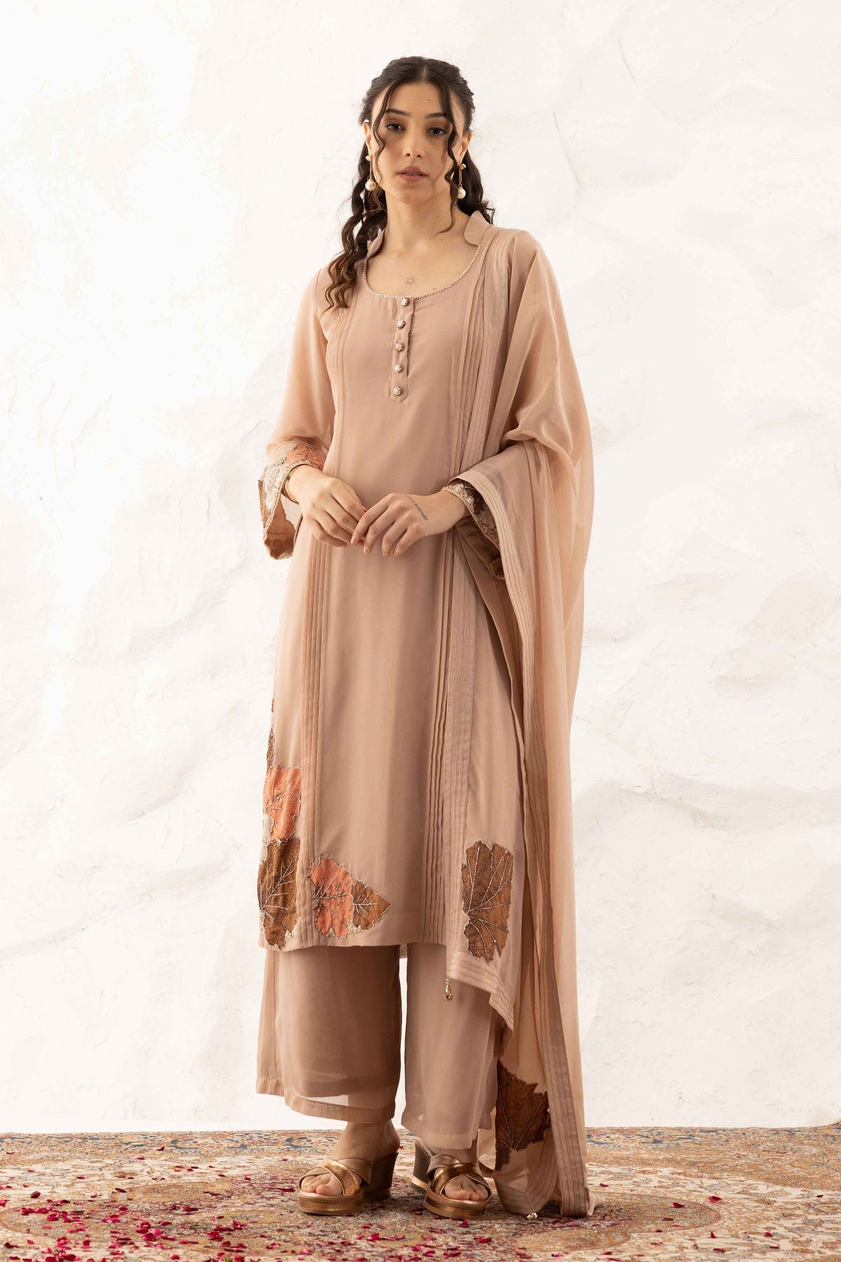 Buy Brown Applique Work Palazzo Set by Ajiesh Oberoi for women online at ScrollnShops